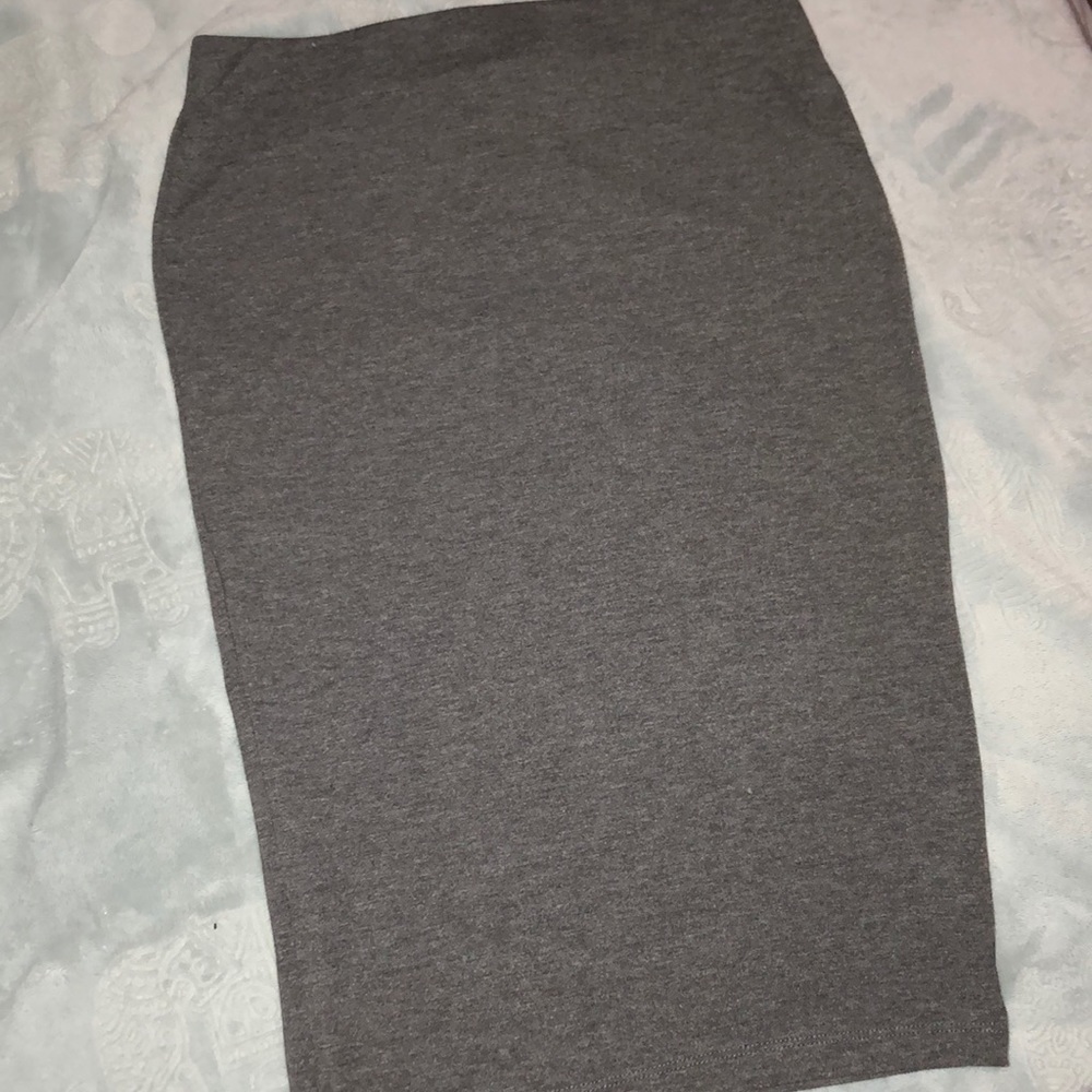High-waisted Gray Cotton Pencil Skirt
